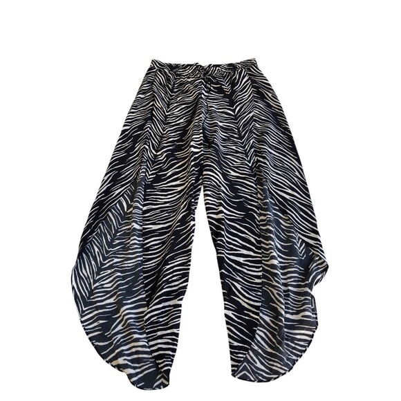 Haute Hippie Tribe Zebra Print Gauze Wide Leg Pant Size M - Picture 2 of 10